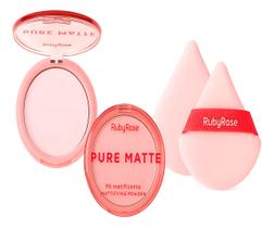 Pó Compacto Matificante Pure + Esponja De Pó Para Maquiagem Rosa Pó Compacto Matificante Pure + Esponja De Pó Para Maquiagem Rosa