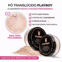 Pó Compacto Translúcido Fixador à Prova dÁgua Playboy Matte e Acabamento Profissional Cor 01 , 02 e 03