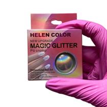 Pó Cromado Prata Helen Color Efeito Espelhado Unhas Gel Pó Cromado Prata Helen Color Efeito Espelhado Unhas Gel