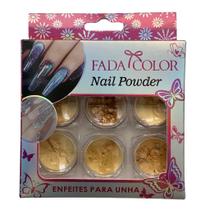 Pó Cromo Dourado Camaleão Arte Unhas Kit c/6 - Fada Color Pó Cromo Dourado Camaleão Arte Unhas Kit c/6 - Fada Color