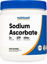 Pó de Ascorbato de Sódio Nutricost 454g Porção de 2g Vegano Pó de Ascorbato de Sódio Nutricost 454g Porção de 2g Vegano