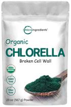 Pó de clorola orgânica, 16 onças (1lb), parede celular quebrada, rica em proteínas veganas & vitaminas, suplemento de clorola premium em massa, vegan friendly, não-irradiação