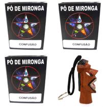 Pó de Mironga Confusão Ritual Umbanda Macumba Chaveiro Carranca Proteção Kit