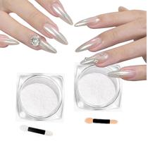 Pó de unhas CHARMING MAY Pearl Chrome White Iridescent 2 unidades