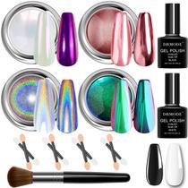 Pó de unhas cromado DRMODE White Pearl Unicorn Iridescent