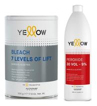 Pó Descolorante 7 Tons Bleach Yellow 500G E Ox 30V 1 Litro