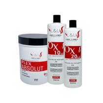 Pó Descolorante Plex Absolut 9 Tons + Oxidante 10 + 20 Volumes Linda & Única