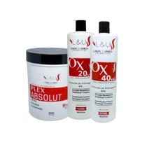 Pó Descolorante Plex Absolut 9 Tons + Oxidante 20 + 40 Volumes Linda & Única