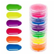 Pó Neon Decorativo Maquiagem e Unhas 6 Potes Real Love Pó Neon Decorativo Maquiagem e Unhas 6 Potes Real Love