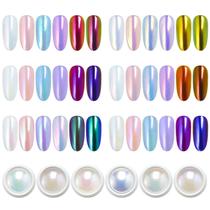 Pó para unhas Artdone Chrome White Pearl Unicorn Mermaid x6