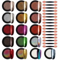 Pó para Unhas Artdone Kit Efeito Espelho Cromado com 16 Potes Pó para Unhas Artdone Kit Efeito Espelho Cromado com 16 Potes