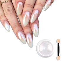 Pó para unhas Fokostar Magic White Pearl Chrome Fairy Shell