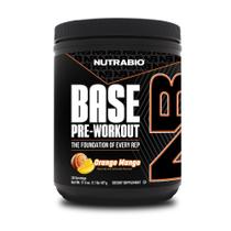 Pó pré-treino NutraBio Base 200 mg de cafeína e laranja e manga