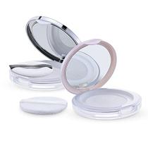 Pó solto recipiente compacto-LONGWAY plástico vazio DIY Maquiagem caso de pó, 5g caixa de pó fino com sopro de pó, espelho e peneira líquida elástica (2pcs, rosa + lasca)