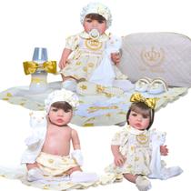 Poa Bege Vestido Boneca Bebe Reborn Menina Silicone - Fada Madrinha