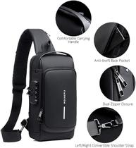 Pochet masculina com cadeado à prova d'água anti-roubo preta transversal Pochet masculina com cadeado à prova d'água anti-roubo preta transversal