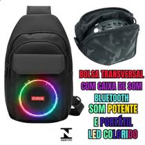 Pochete com Caixa de Som Bluetooth 35cm Som Potente com Luz LED RGB