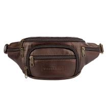 Pochete de couro David café Masculino