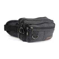Pochete de Lona Preto Reforçada Grande Masculino