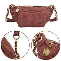 Pochete Feminina Bolsa Leve Cintura Transversal Ombro Casual Porta Celular Carteira Moeda Luxo Golden Fenix