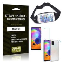 Pochete Galaxy A31 + Capinha Anti Impacto + Película de Vidro Blindada - Armyshield