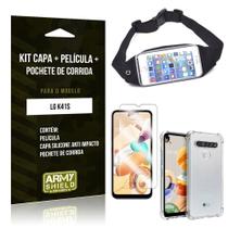 Pochete LG K41s + Capinha Anti Impacto + Película de Vidro Blindada - Armyshield
