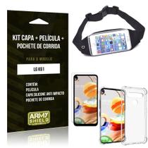 Pochete LG K61 + Capinha Anti Impacto + Película de Vidro Blindada - Armyshield