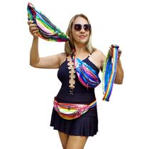 Pochete Metalizada LGBT Holográfica Arco-Íris 3 Compartimentos - Carnaval Festa Show