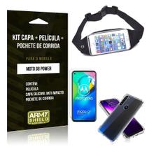 Pochete Moto G8 Power + Capinha Anti Impacto + Película de Vidro Blindada - Armyshield