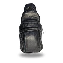 Pochete Peitoral em Couro Preto Liso Pochete Peitoral em Couro Preto Liso