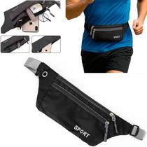 Pochete Slim 3 Bolsos Masc Fem Academia Caminhada Corrida COR:PRETO