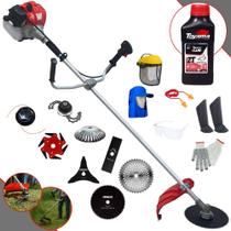 Podador de Grama À Gasolina Anmax CG430P 43cc 2HP Roçadeira de Alta Performance C/ Facas 2 Pontas, 3 Pontas, 6 Pontas, 40 Dentes Vídea, 80 Dentes, Trimmer, Escova de Aço e Carretel + EPI + ÓLEO TOYAMA