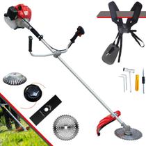 Podador de Grama À Gasolina Anmax CG430P-TB 43cc 2HP 9.000rpm Roçadeira Completa Multifuncional Com Carretel de Nylon e Lâmina 2 Pontas + Lâmina 40 Dentes de Vídea e Disco Escova de Aço Circular