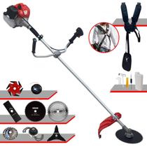 Podador de Grama À Gasolina Anmax CG520P TB 52cc 2,2HP Roçadeira de Alta Performance Com Faca 2 Pontas, Faca 3 Pontas, Faca 6 Pontas, Faca 40 Dentes, Faca 80 Dentes, Trimmer, Escova de Aço e Carretel