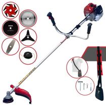 Podador de Grama À Gasolina Kawashima BCJ521L 2T 52cc 2,5HP Roçadeira Lateral de Alta Performance Com Faca 2 Pontas, Faca 3 Pontas, Faca 6 Pontas, Faca 40 Dentes, Faca 80 Dentes e Carretel de Nylon