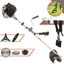 Podador de Grama À Gasolina Kawashima KW52LE 52cc 2T 2,5HP 10.000rpm Robusta e de Alta Performance Roçadeira Profissional Completa Para Todos os Tipo de Cortes Com Carretel + 3 Facas + Escova de Aço