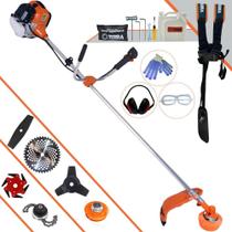 Podador de Grama À Gasolina Terra GR520XP 52cc 2,5HP Roçadeira Multifunções de Alta Performance Com Faca 2 Pontas, Faca 3 Pontas, Faca 6 Pontas, Faca 40 Dentes de Vídea, Trimmer e Carretel Nylon + EPI