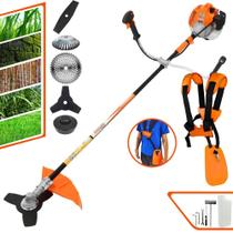 Podador de Grama À Gasolina Vulcan VR520H 52cc 2T 2,5HP 10000rpm Robusta e de Alta Performance Roçadeira Profissional Completa Para Todos os Tipo de Cortes Com Carretel Nylon + 3 Facas + Escova de Aço