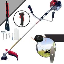 Podador de Grama Multifuncional Kawashima BCJ521L À Gasolina Motor 2 Tempos 52cc 2,5HP de Potência 10.000rpm Roçadeira Lateral Completa Com 2 Opções de Cortes Cabeçote de Nylon + Lâmina 2 Pontas