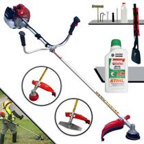 Podador de Grama Profissional À Gasolina Kawashima BCJ620L 62cc 3HP de Potência Alta Rotação e Performance Roçadeira Multifuncional Completo Com Carretel Nylon + Faca 2 Pontas + ÓLEO STIHL 2 Tempos