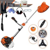Podador de Grama Profissional À Gasolina Terra GR520XP 52cc 2,5HP 6.500rpm Roçadeira Multifunções de Alta Performance Com Faca 2 Pontas, Faca 3 Pontas, Lâmina Circular, Trimmer e Carretel Nylon + EPI
