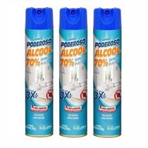 Poderoso Álcool Aerossol 70% Desinfetante De Uso Geral 400ml - Kit 3 Unidades