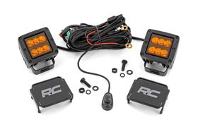 Pods de luz LED Rough Country Dual de 2 polegadas com lente âmbar