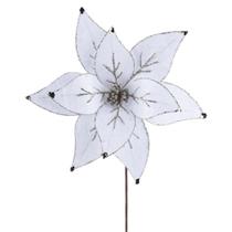 Poinsetia decorativa branca com brilho dourado - 30cm Poinsetia decorativa branca com brilho dourado - 30cm
