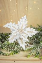 Poinsetia Natalina Branca com Dourado - Tok da Casa