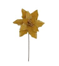 Poinsetia natalina decorativa dourada 42cm Poinsetia natalina decorativa dourada 42cm