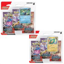 Pokemon 2x Blister Triplo - EV5 Forças Temporais Carvanha e Bellibolt TCG Estampas Ilustradas Copag - 33972