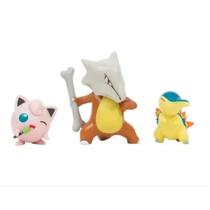 Pokémon - 3 mini figuras - Cyndaquil, Jigglypuff e Marowak