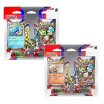 Pokemon EV1 2 Blisters Quadruplo Packs com 4 Booster e 1 Carta Promocional em Cada Escarlate e Violeta Copag - 32566