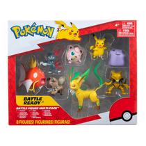Pokemon - Kit 8 Figuras de Batalha - Pikachu, Abra, Leafeon - Sunny Brinquedos